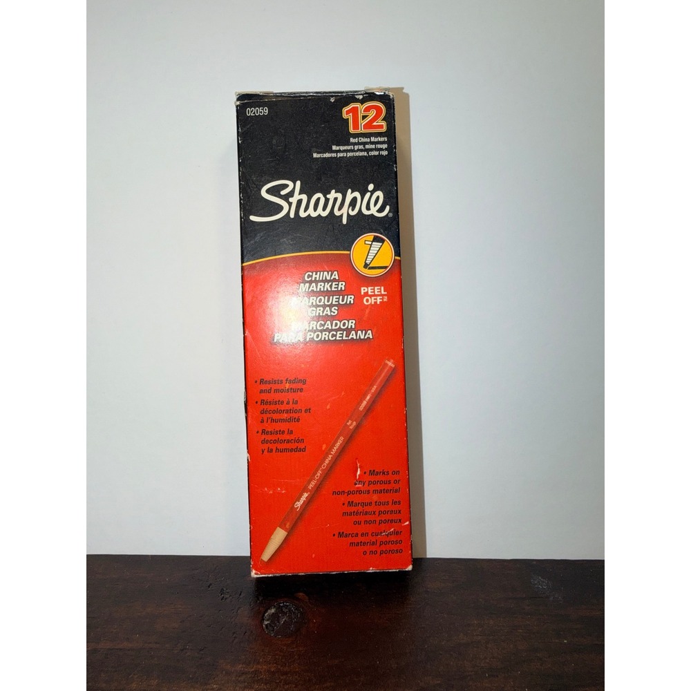 Sharpie 02059‎ Peel-Off China Marker Grease Pencils Red 10 Count Box USA Made